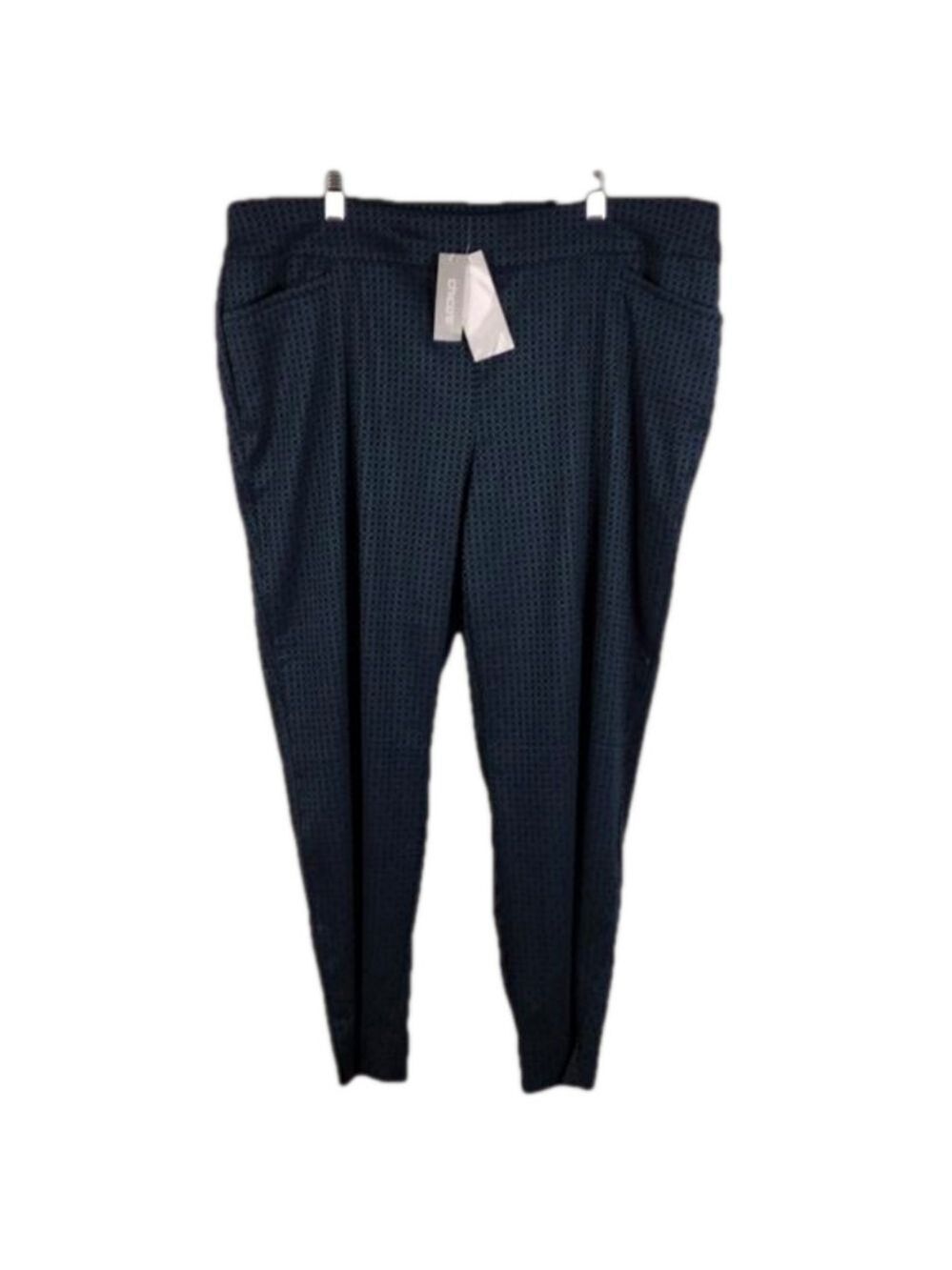 Chico's Jasper So Slimming Teal Diamond Mid Rise Brigitte Slim Leg Ankle Pant
